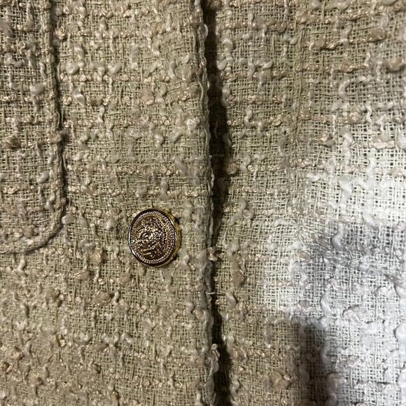 H&M Boucle Jacket Pistachio Green and White Gold Buttons Size Medium Preppy NWT - Picture 6 of 9